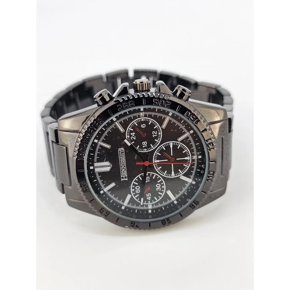Hennessey Men's‎ Analog Watch 44MM Black Dial Bracelet Band 7.75